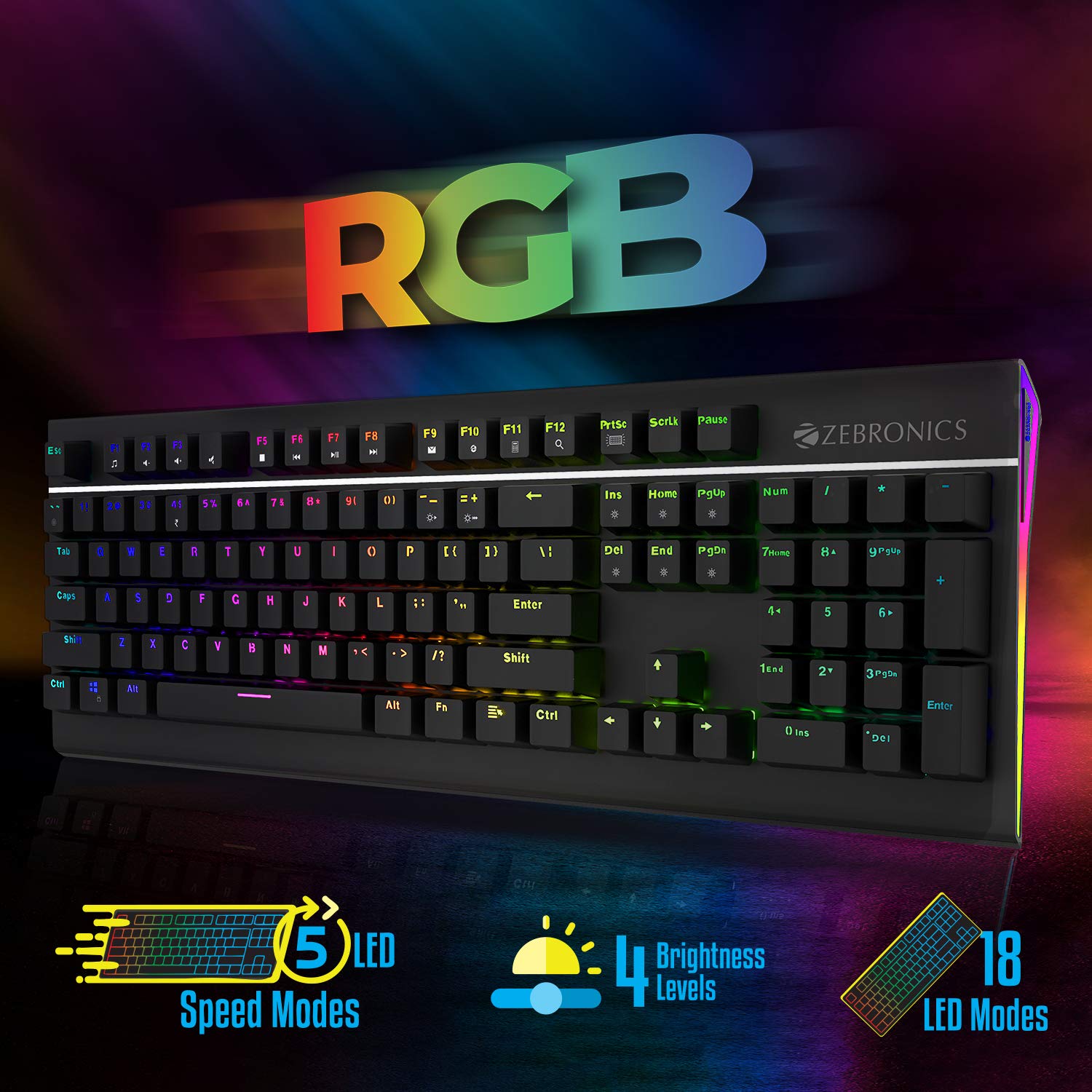 ZEBRONICS ZEB-MAX PRO V2 Premium Mechanical Gaming Keyboard