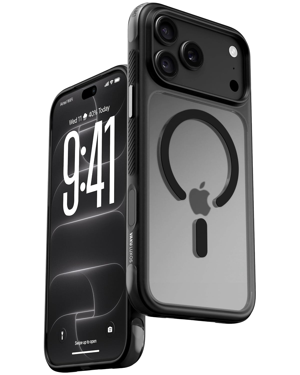 Vaku Luxos® AIRIXO Magpro Transparent TPU Back Cover Case for iPhone 18 Pro Shockproof | Black