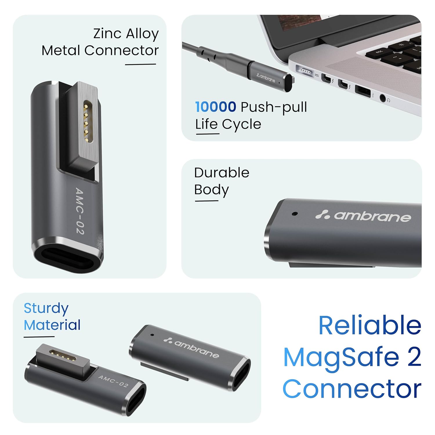 Ambrane USB C to Magnetic T-Tip Adapter