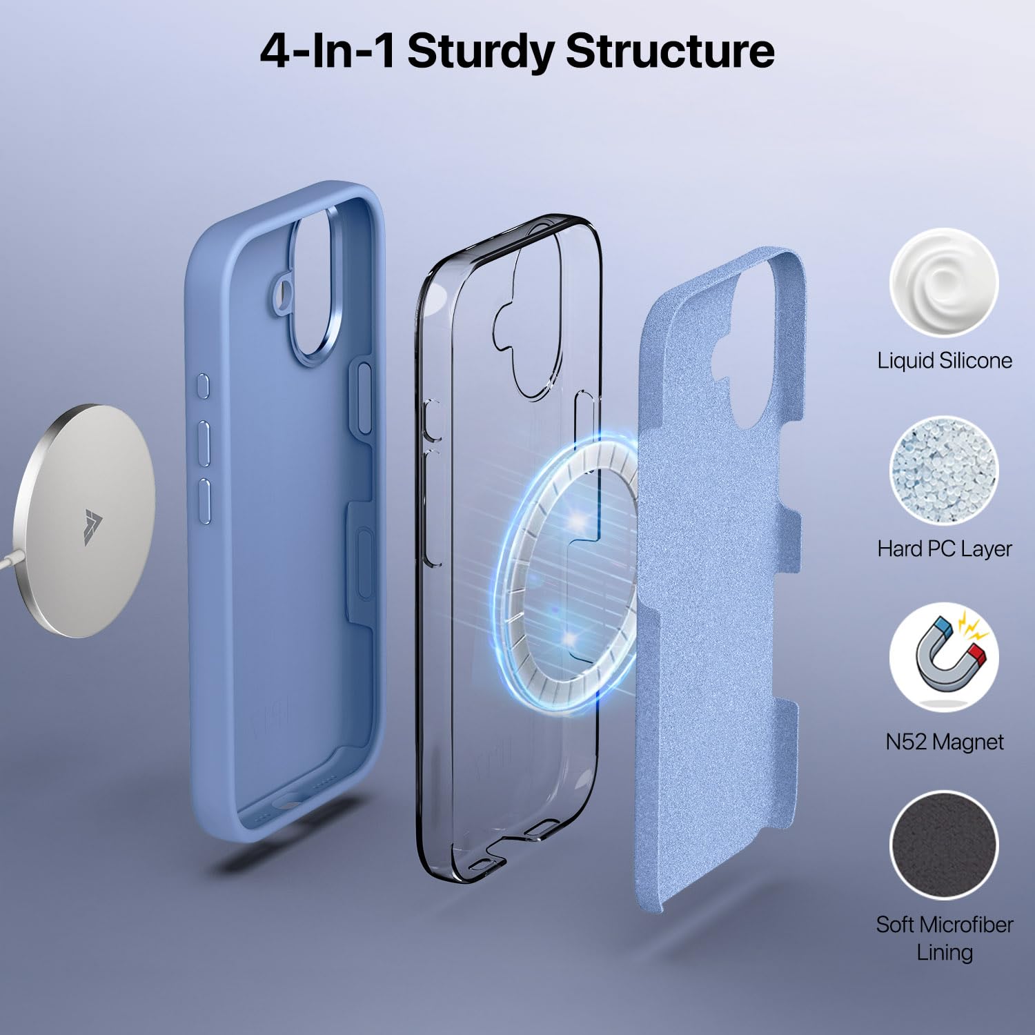 Vaku Luxos® Liquid Silicon Magpro TPU Back Cover Case for iPhone 17 - Sky Blue