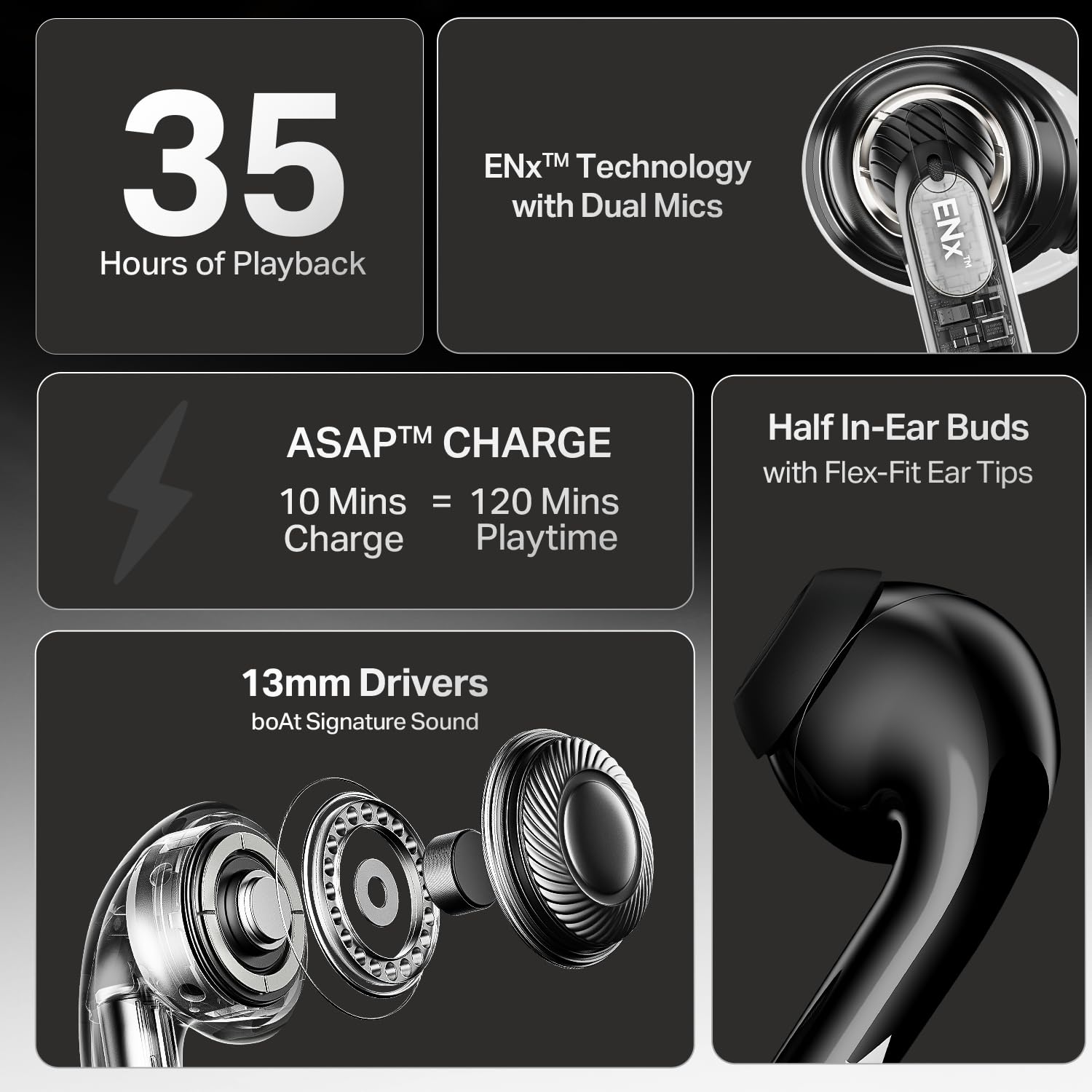 boAt Airdopes 101v2, 35H Battery | TWS Ear Buds Wireless Earphones with mic