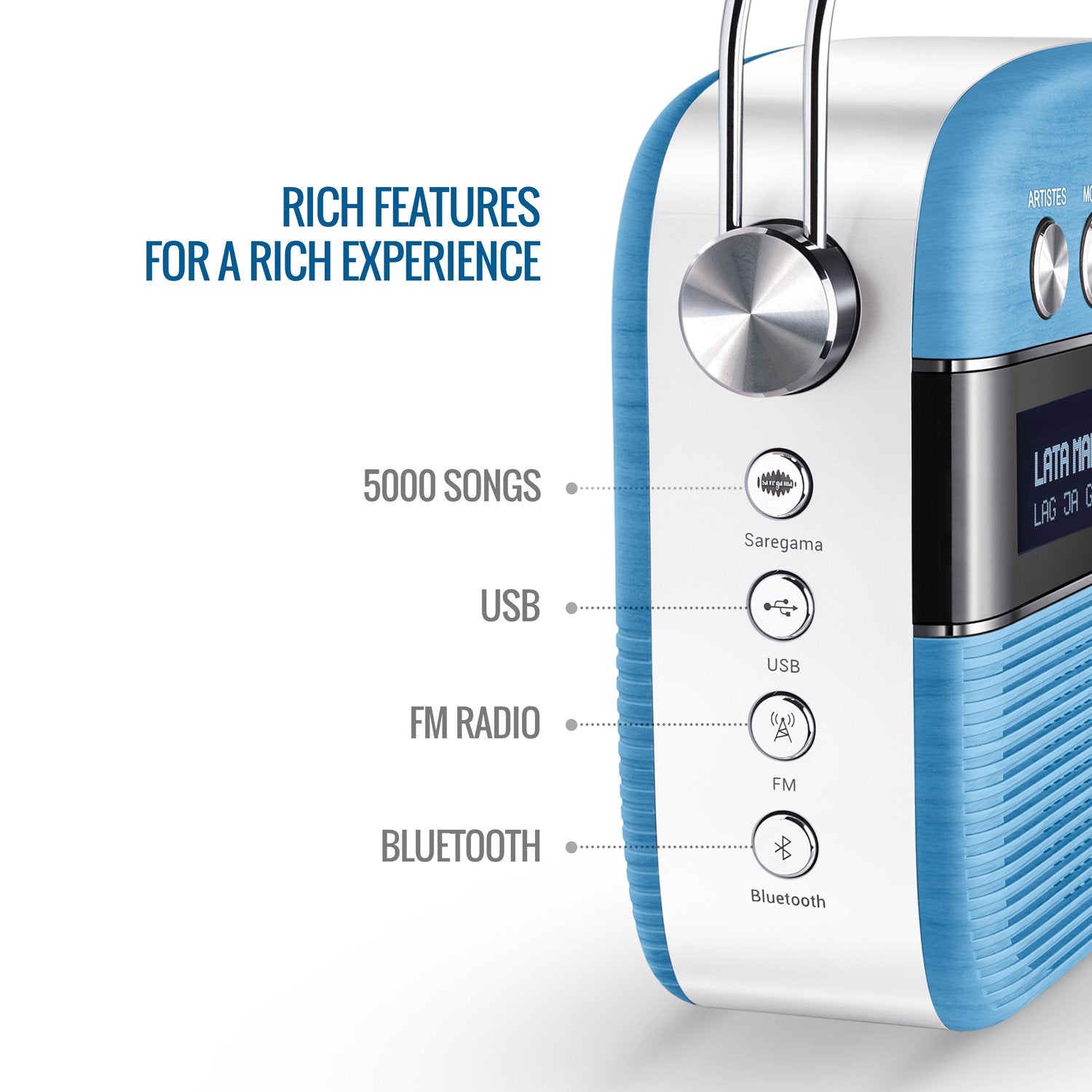 Saregama Carvaan Portable Digital Music Player (Electric Blue)