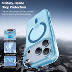 Vaku Luxos® KLYRA Magpro MagSafe Transparent TPU Back Cover Case for iPhone 18 Pro Max Crystal Clear |Blue