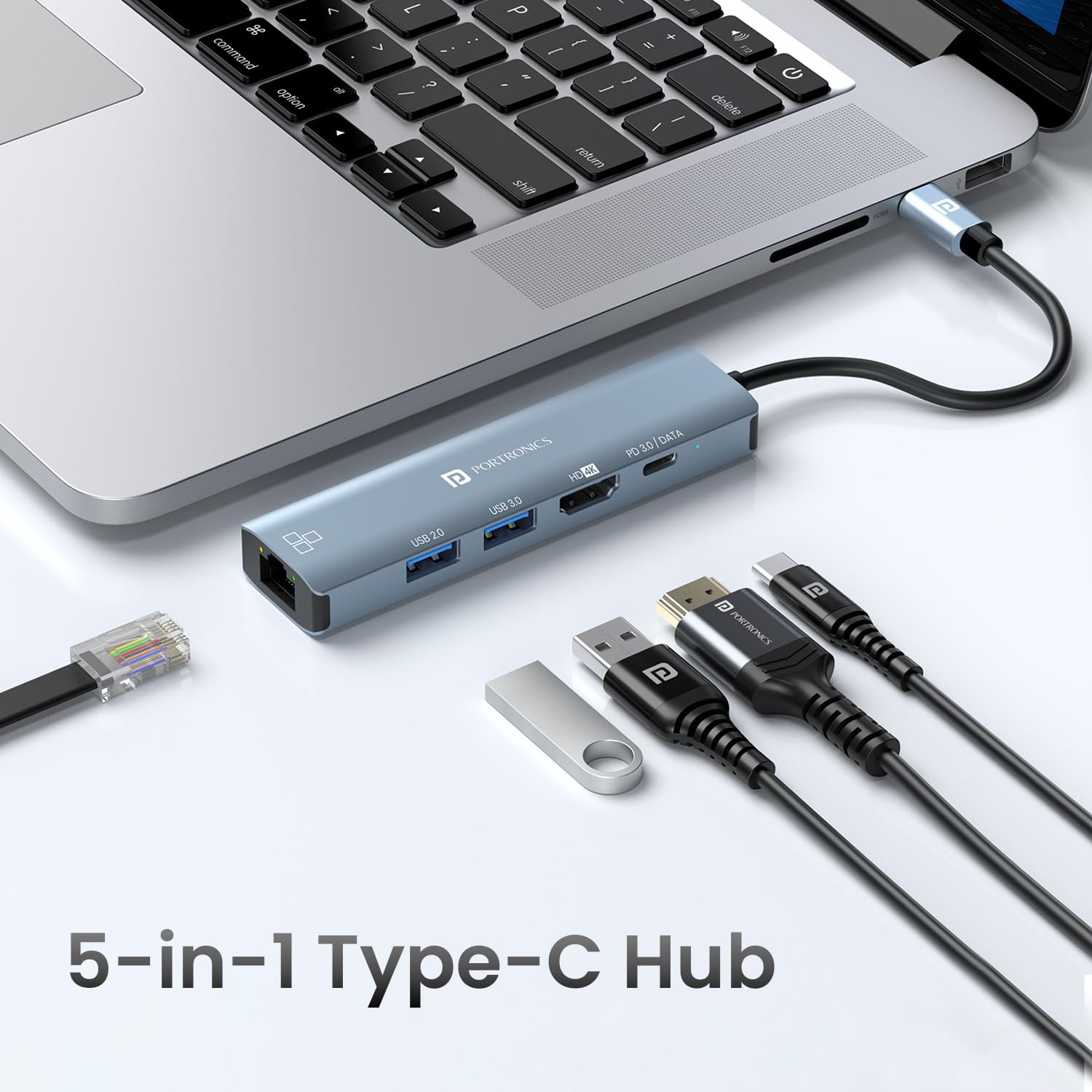 Portronics Mport 51 5-in-1 Type C HUB/Docking Station