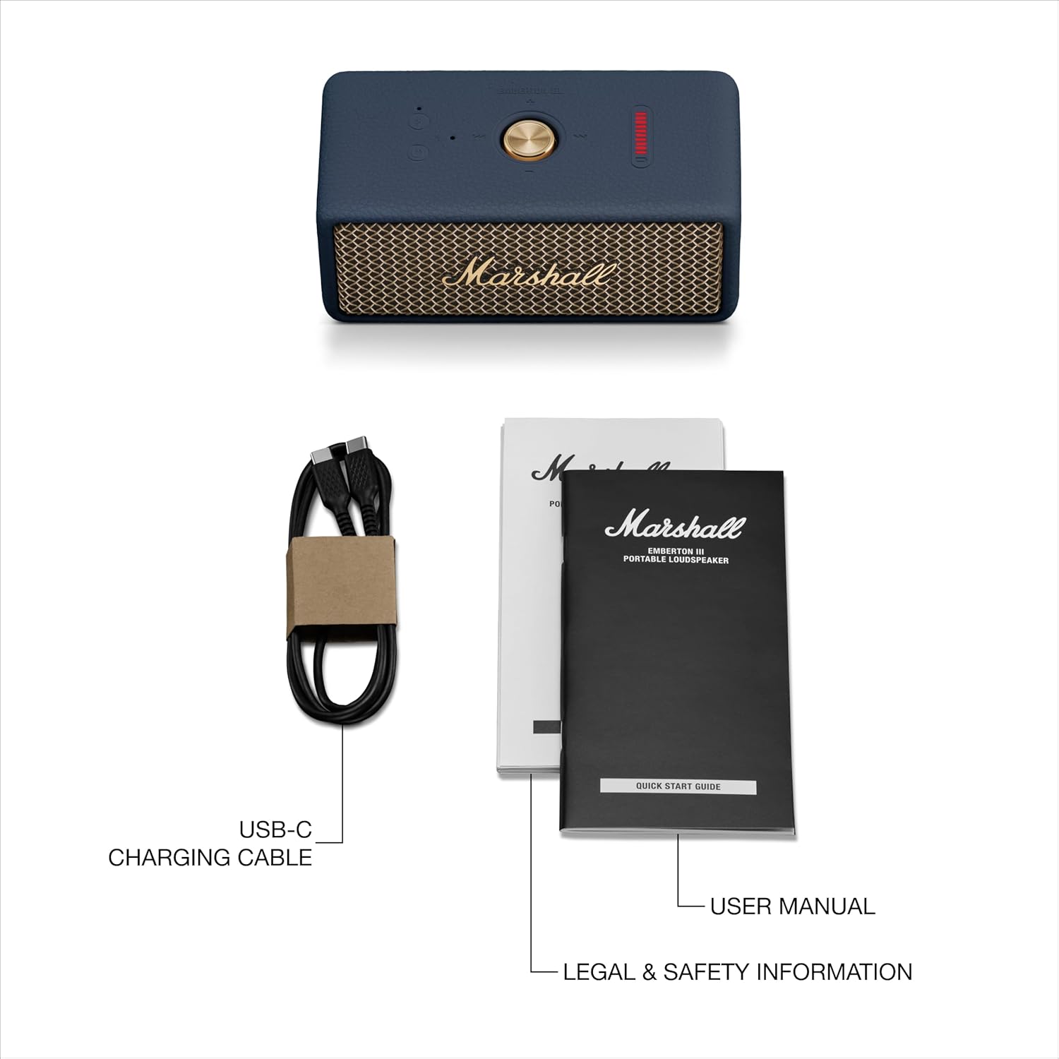 Marshall Emberton III Compact Portable Bluetooth Speaker - Midnight Blue