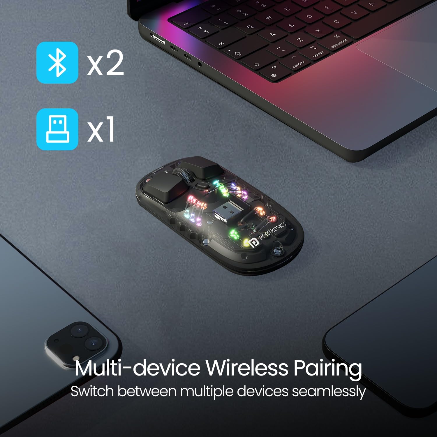 Portronics Toad 5 Transparent Bluetooth Mouse with 2.4 GHz