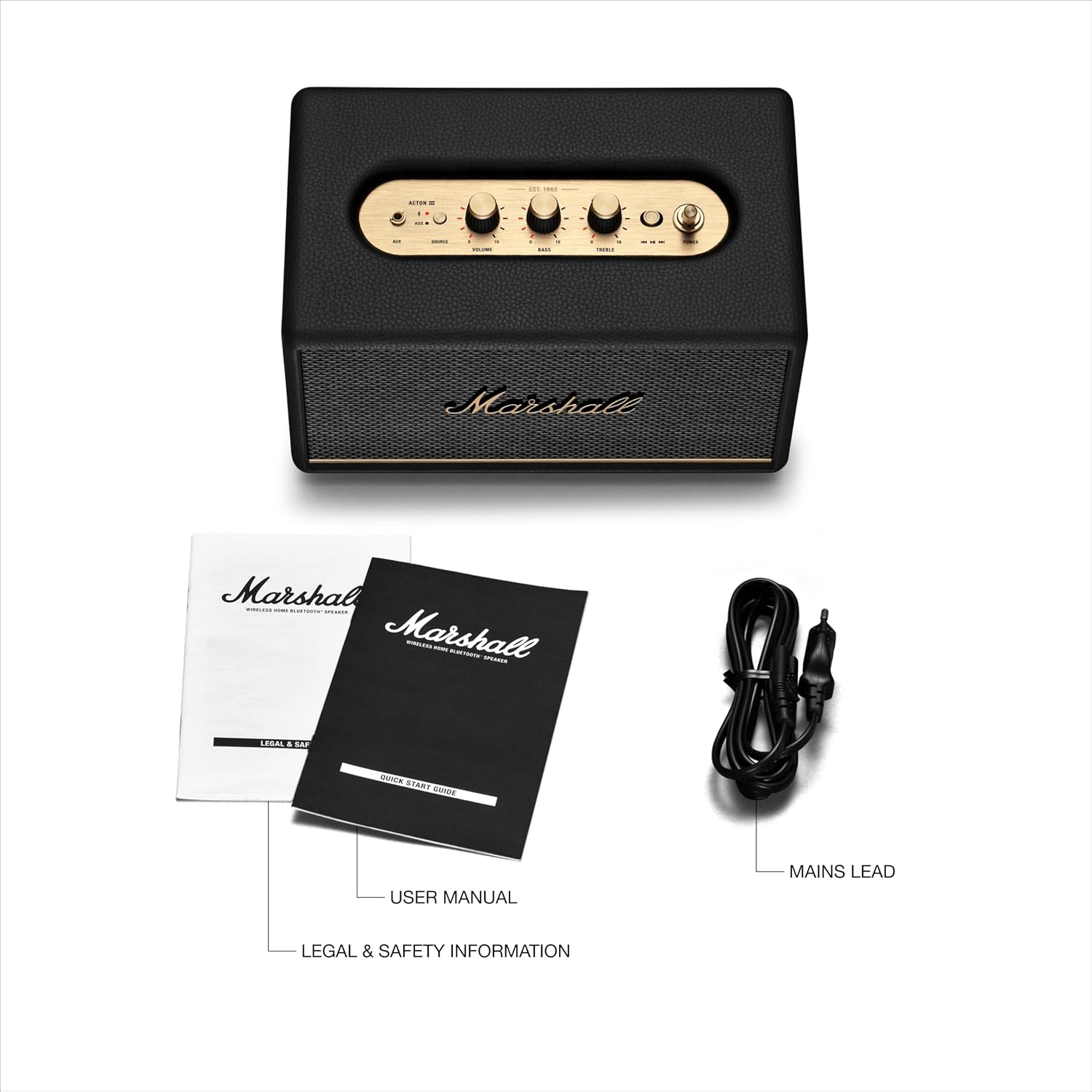 Marshall Acton III 60 W Bluetooth Powered Home Speaker, Black