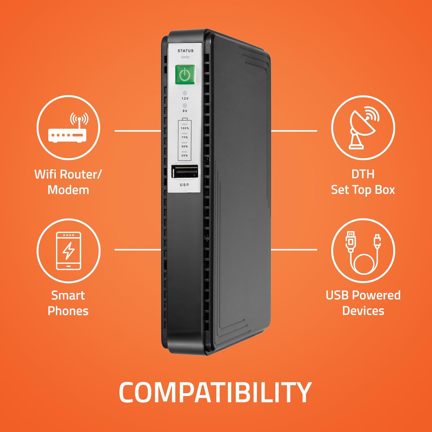 Artis AR-MINIDC-3 Mini UPS for WiFi Router/Modem/Set top Box Devices 8800mAh Battery