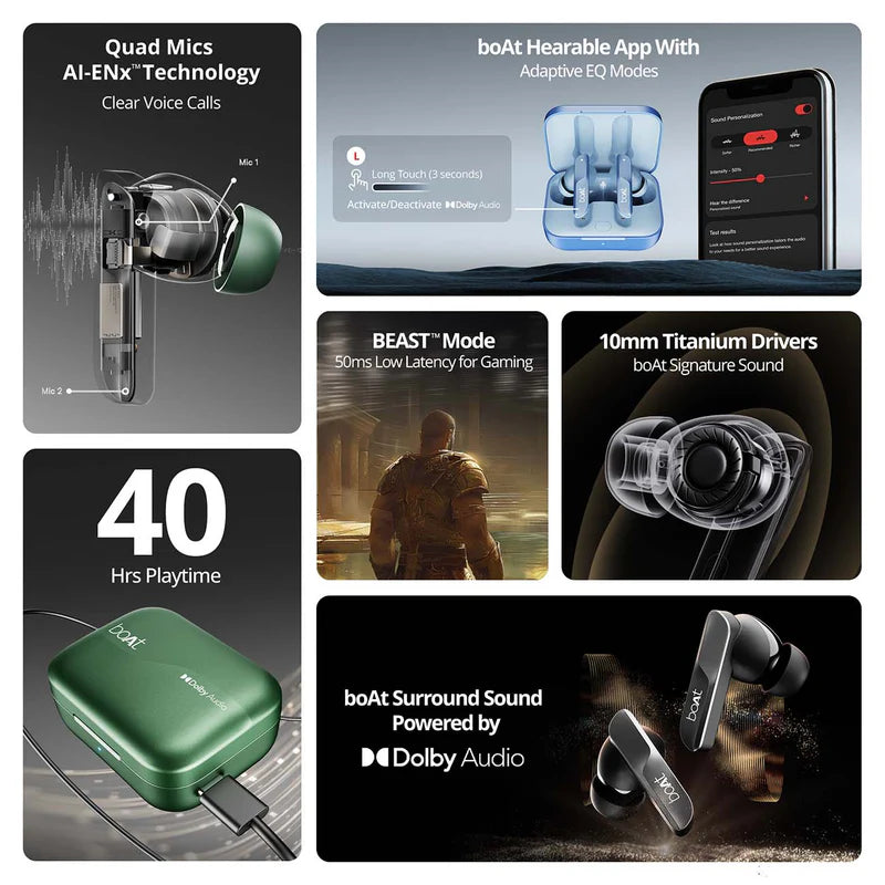 boAt Airdopes 800 Bluetooth Wireless Earbuds (Interstellar Black)