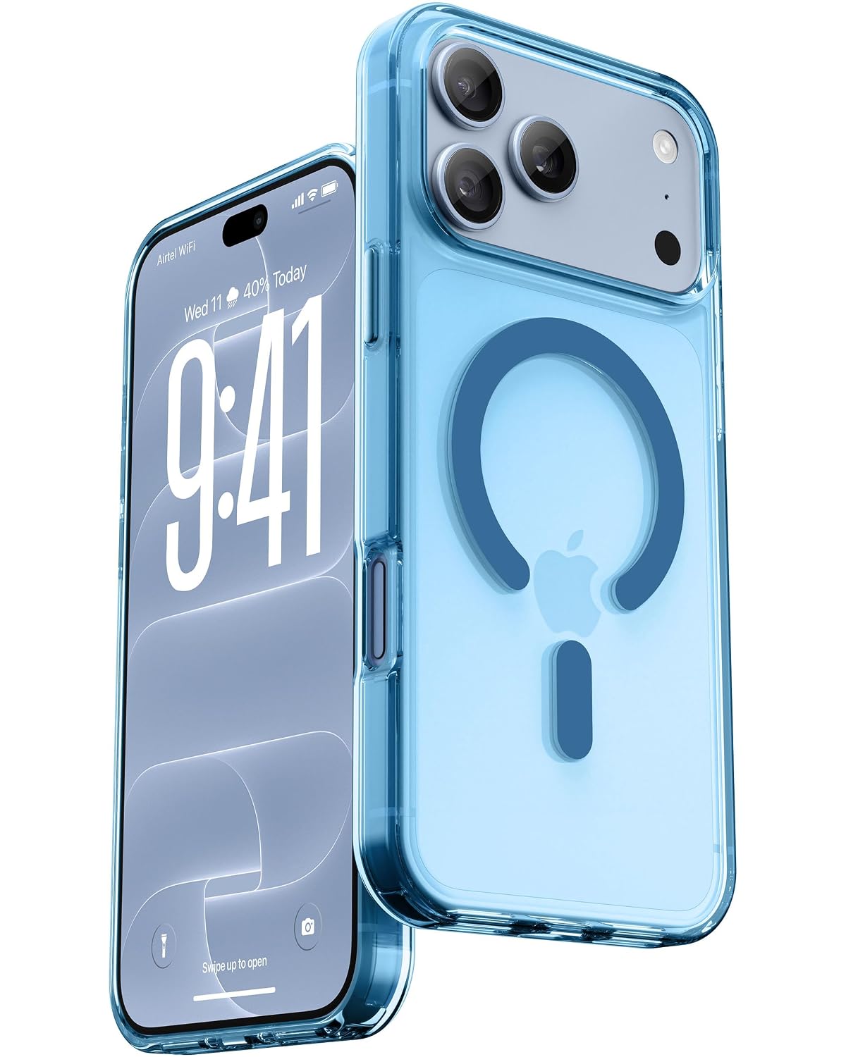 Vaku Luxos® KLYRA Magpro Transparent TPU Back Cover Case for iPhone 18 Pro | Blue