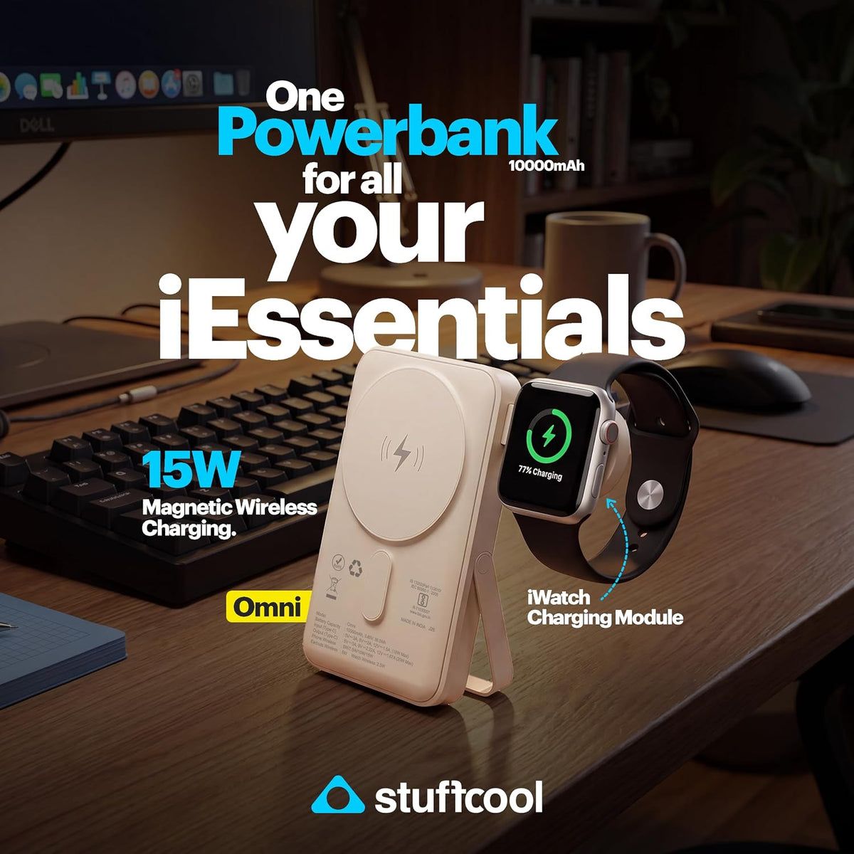 Stuffcool Omni 3-in-1 10000mAh Magnetic Wireless Powerbank