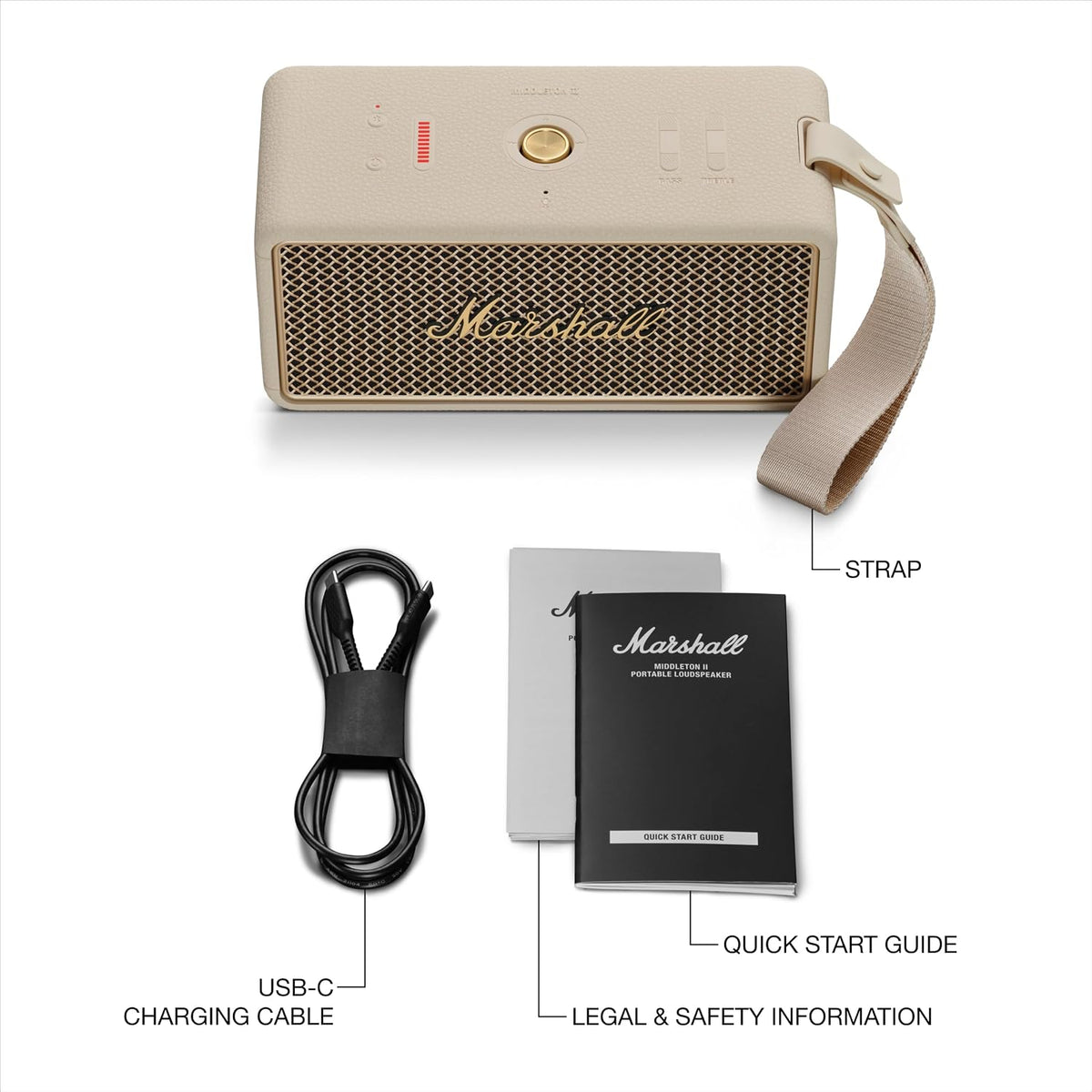 Marshall Middleton II Bluetooth Portable Bluetooth Speaker | Cream