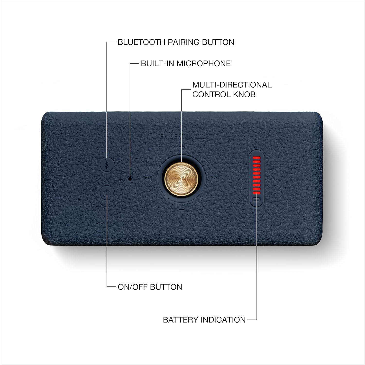 Marshall Emberton III Compact Portable Bluetooth Speaker - Midnight Blue