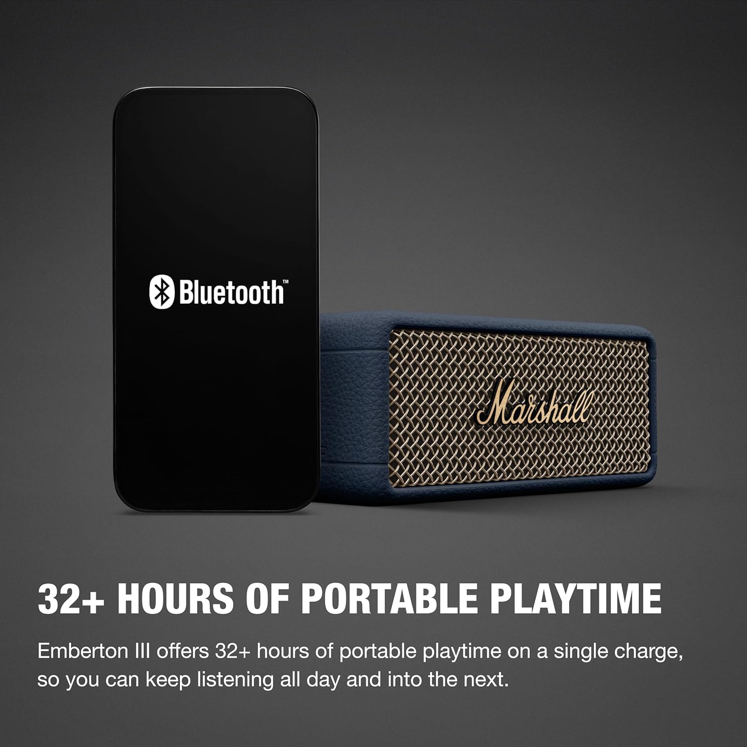 Marshall Emberton III Compact Portable Bluetooth Speaker - Midnight Blue
