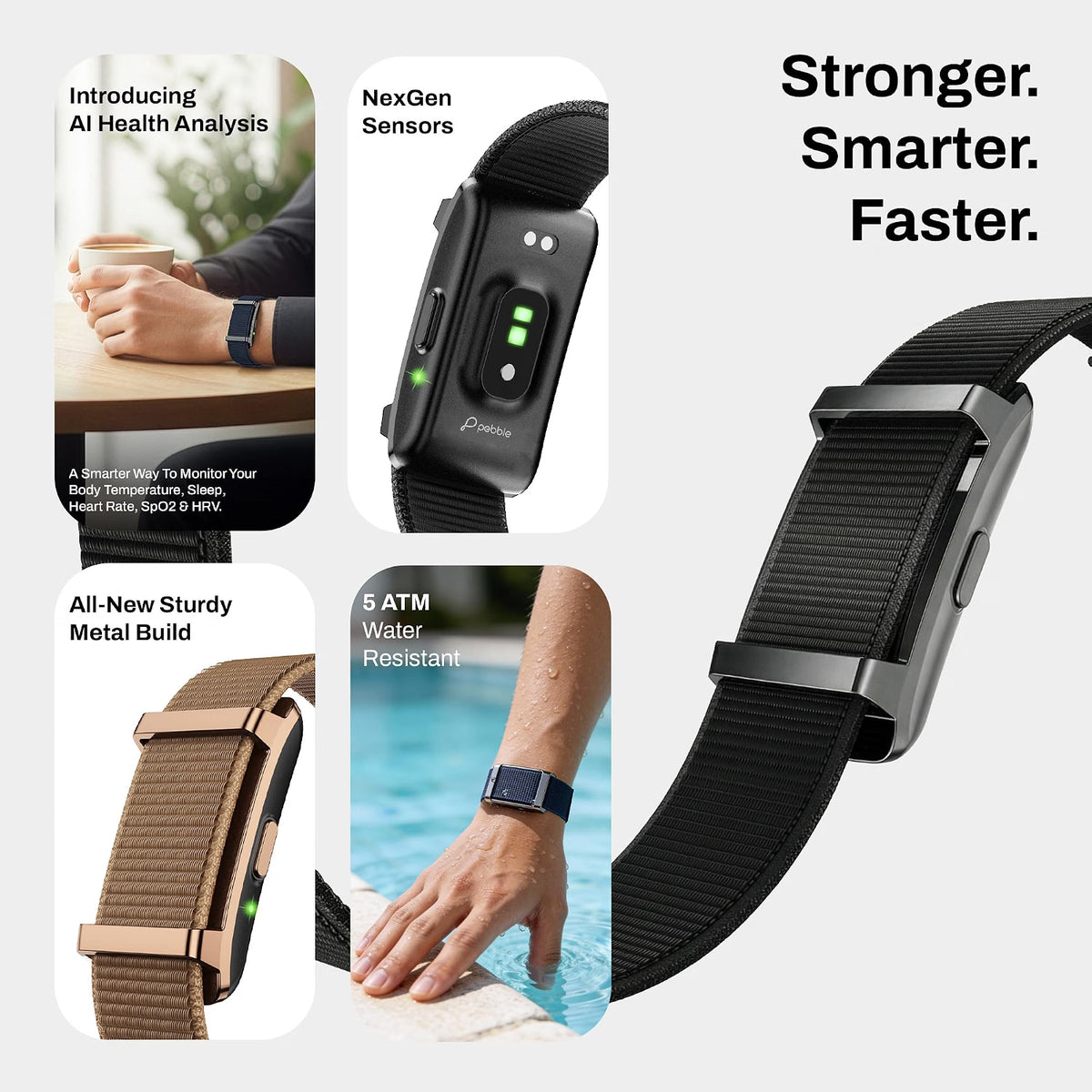 Pebble Qore 2 Smart Band Heart Rate | Black
