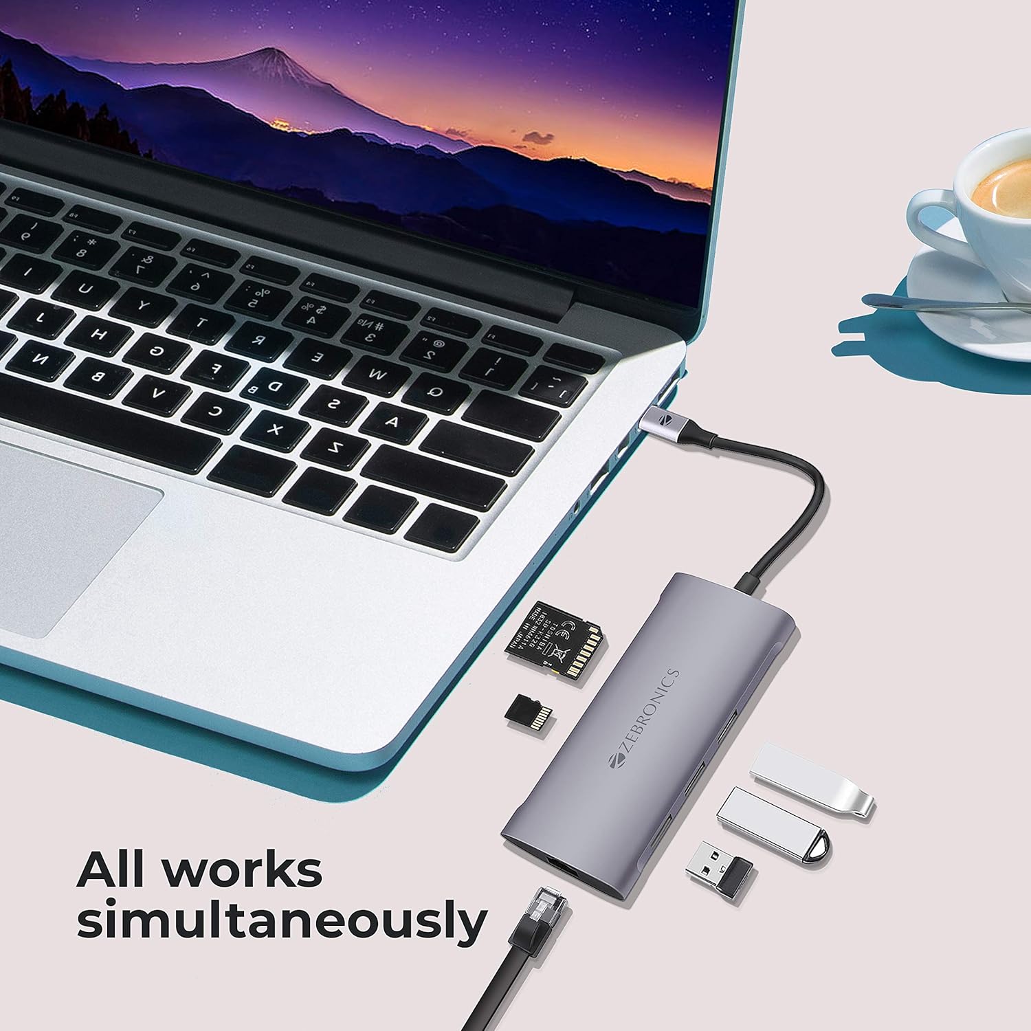 ZEBRONICS 6 in 1 USB Type C Multiport Adapter