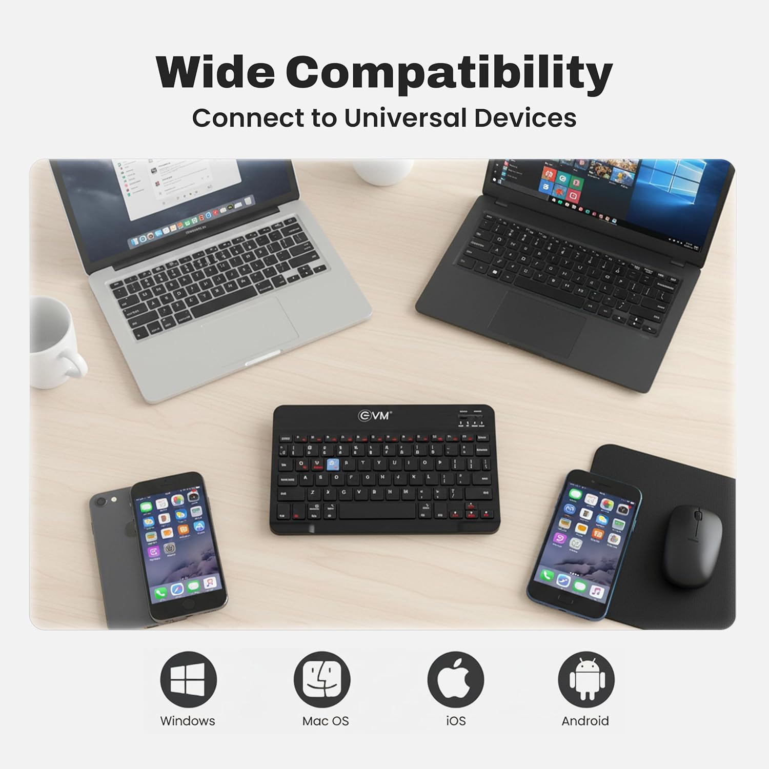 EVM EnEdge 9.7" Ultra-Slim Bluetooth Keyboard with Type-C Rechargeable Battery