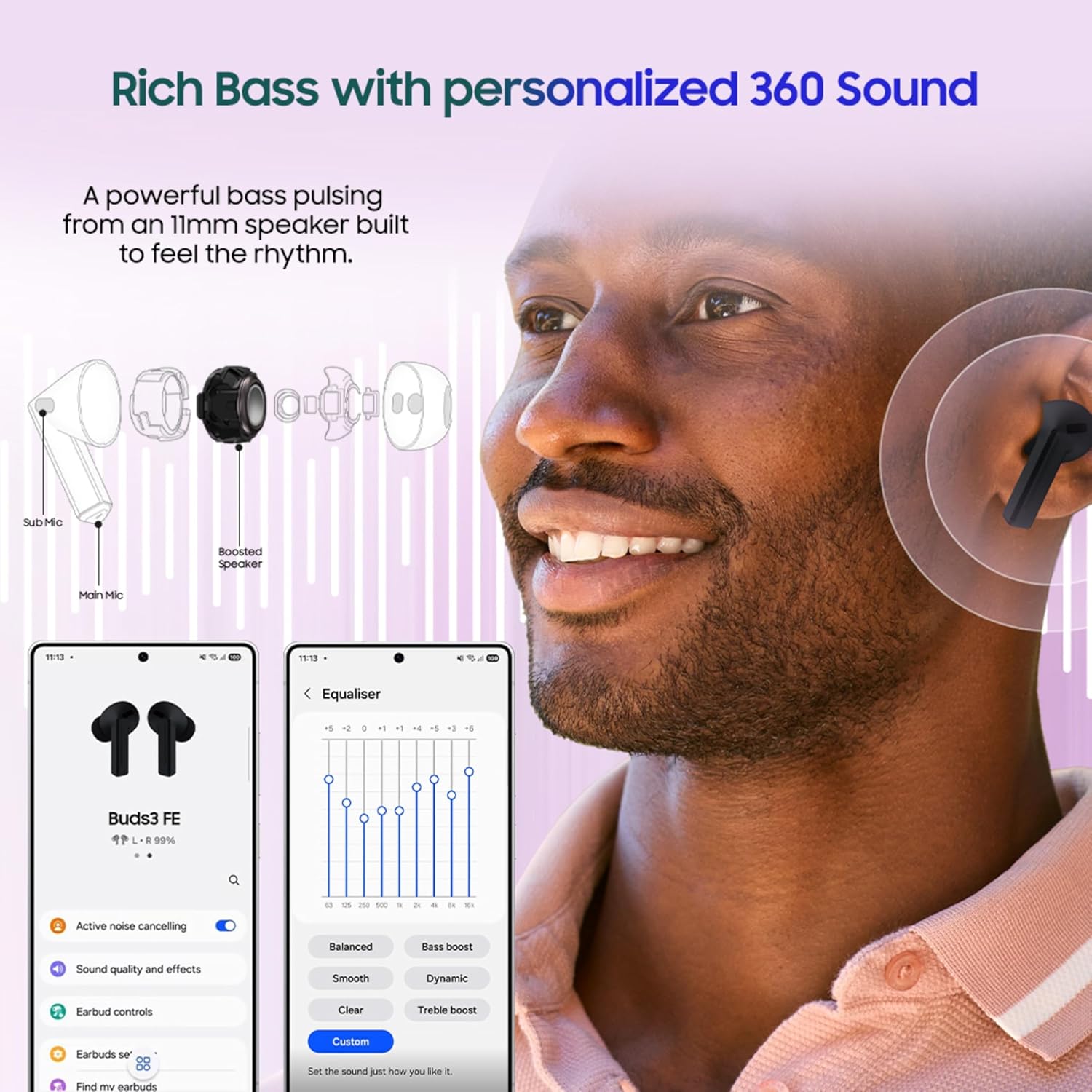 Samsung Galaxy Buds3 FE (Black) with Galaxy AI