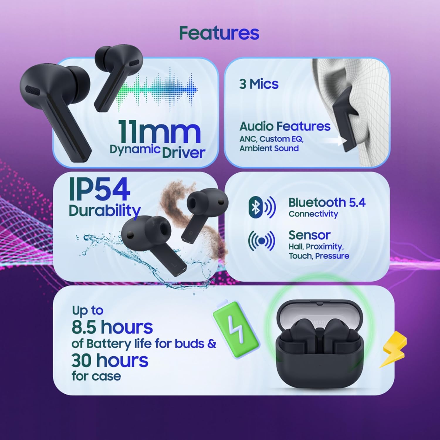 Samsung Galaxy Buds3 FE (Black) with Galaxy AI