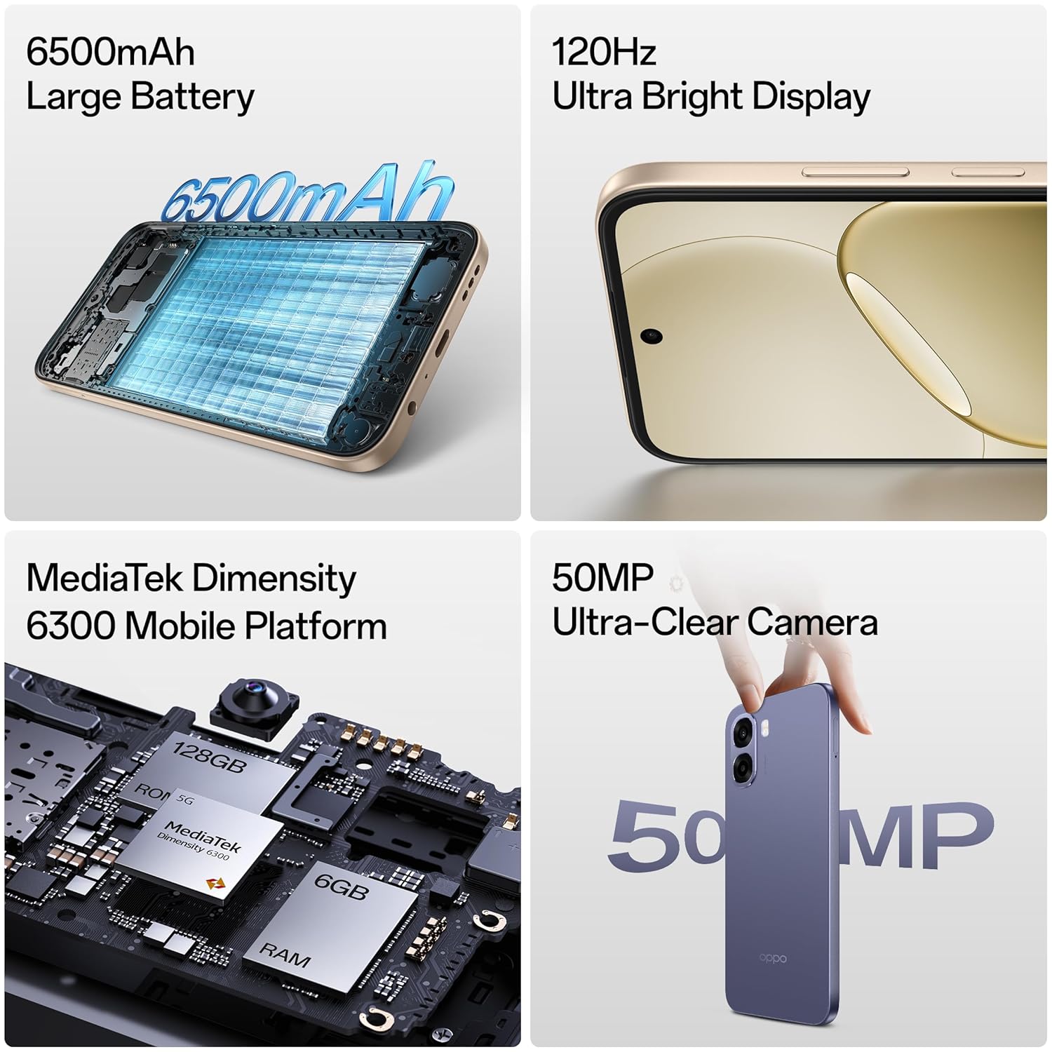 Oppo A6s 5G (Plum Purple, 6GB RAM,128GB Storage)