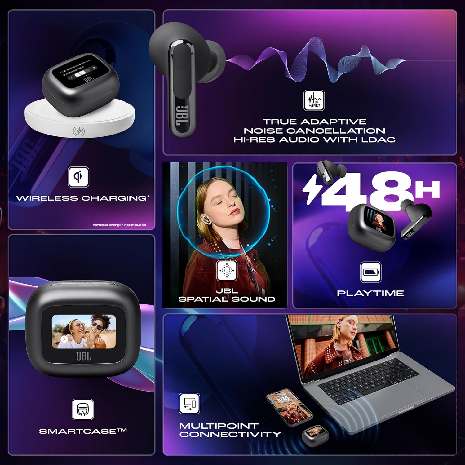 JBL New Launch Live Beam 3 TWS,Hi-Res Audio True ANC Earbuds