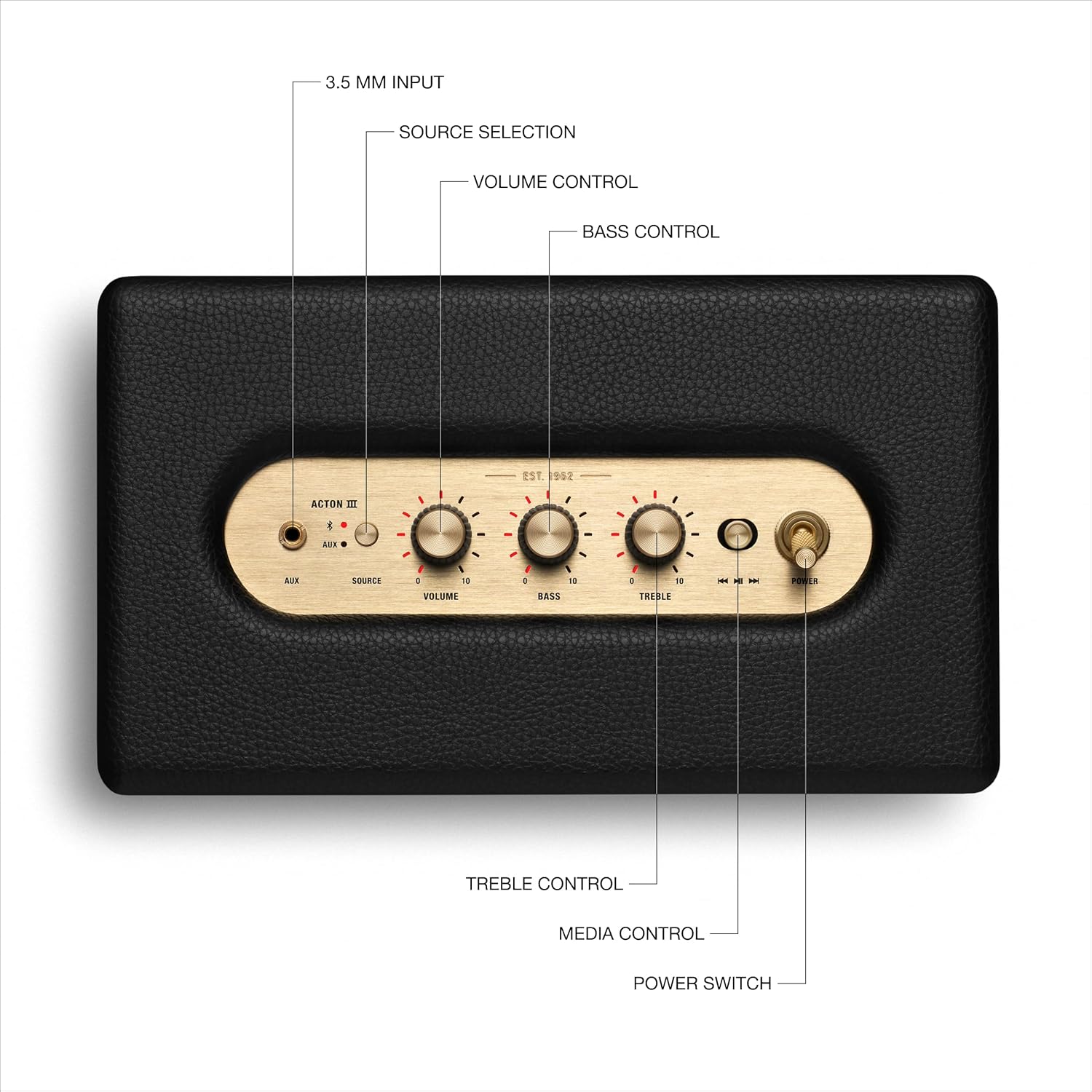 Marshall Acton III 60 W Bluetooth Powered Home Speaker, Black