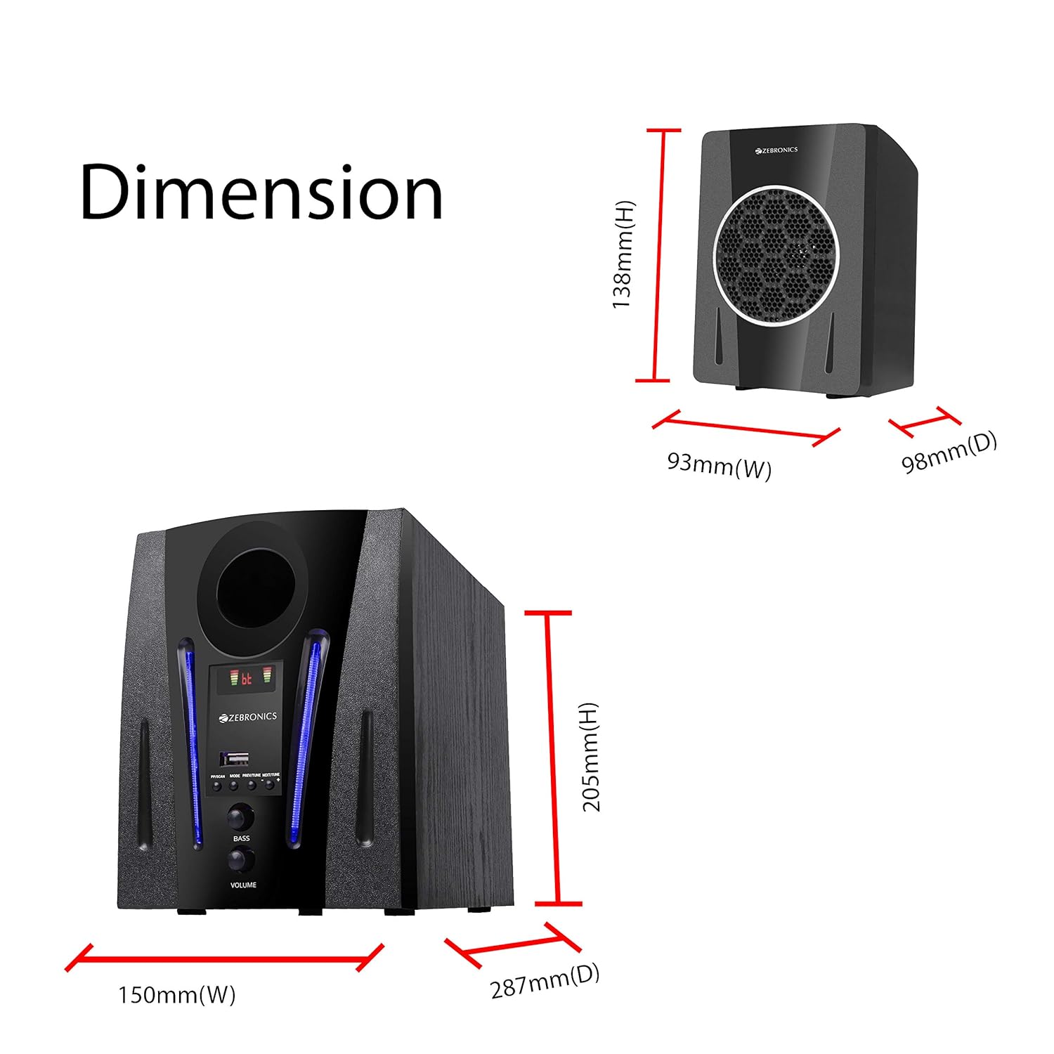 Zebronics ZEB-BT2150RUF Wireless Bluetooth Multimedia Speaker