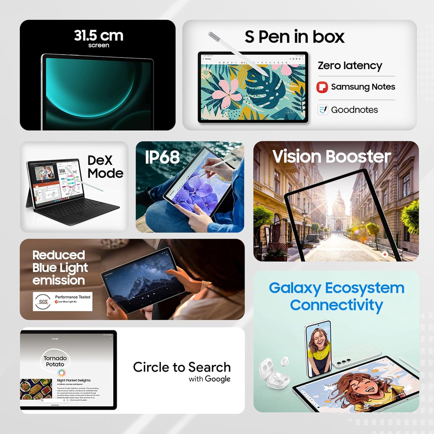 Samsung Galaxy Tab S9 FE+|S Pen in-Box|12.4 inch) Display |Wi-Fi, Tablet