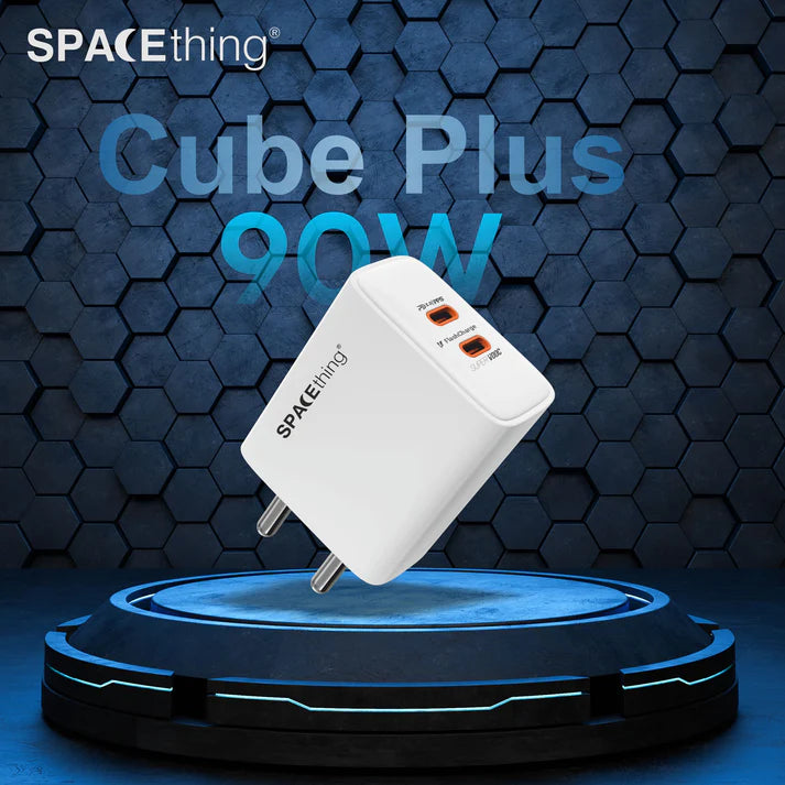 SPACEthing Cube Plus 90W Charger – Dual USB-C PD Fast Charging Adapter