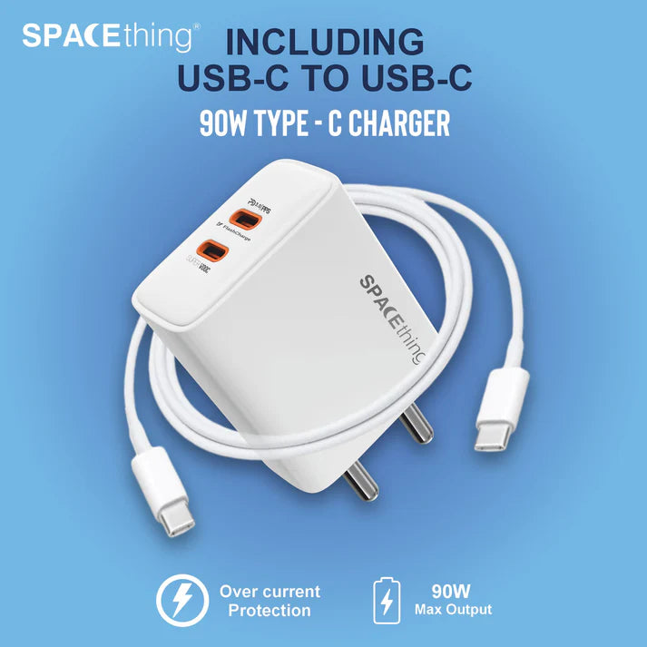 SPACEthing Cube Plus 90W Charger – Dual USB-C PD Fast Charging Adapter
