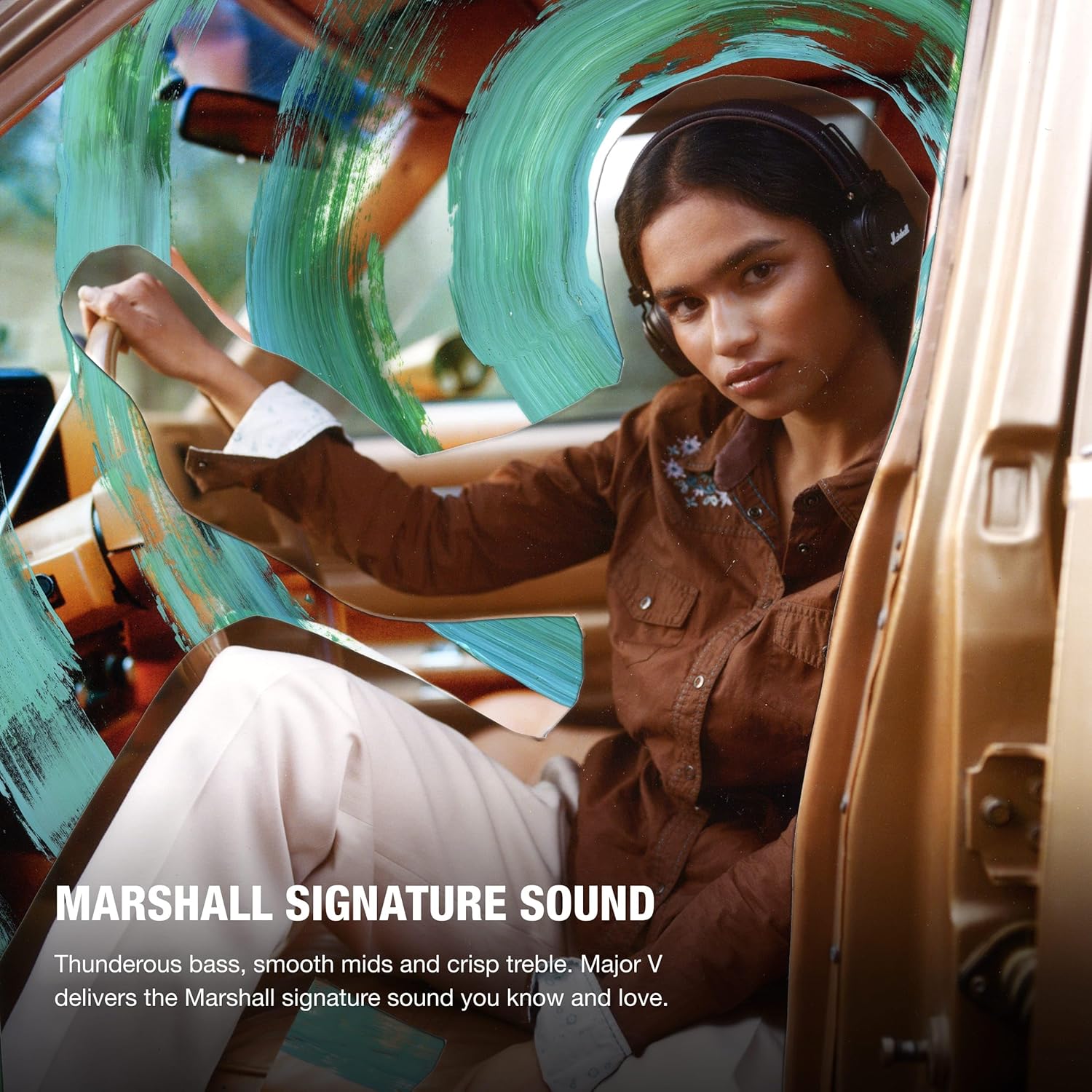 Marshall Major V Wireless On Ear Headphones, Brown
