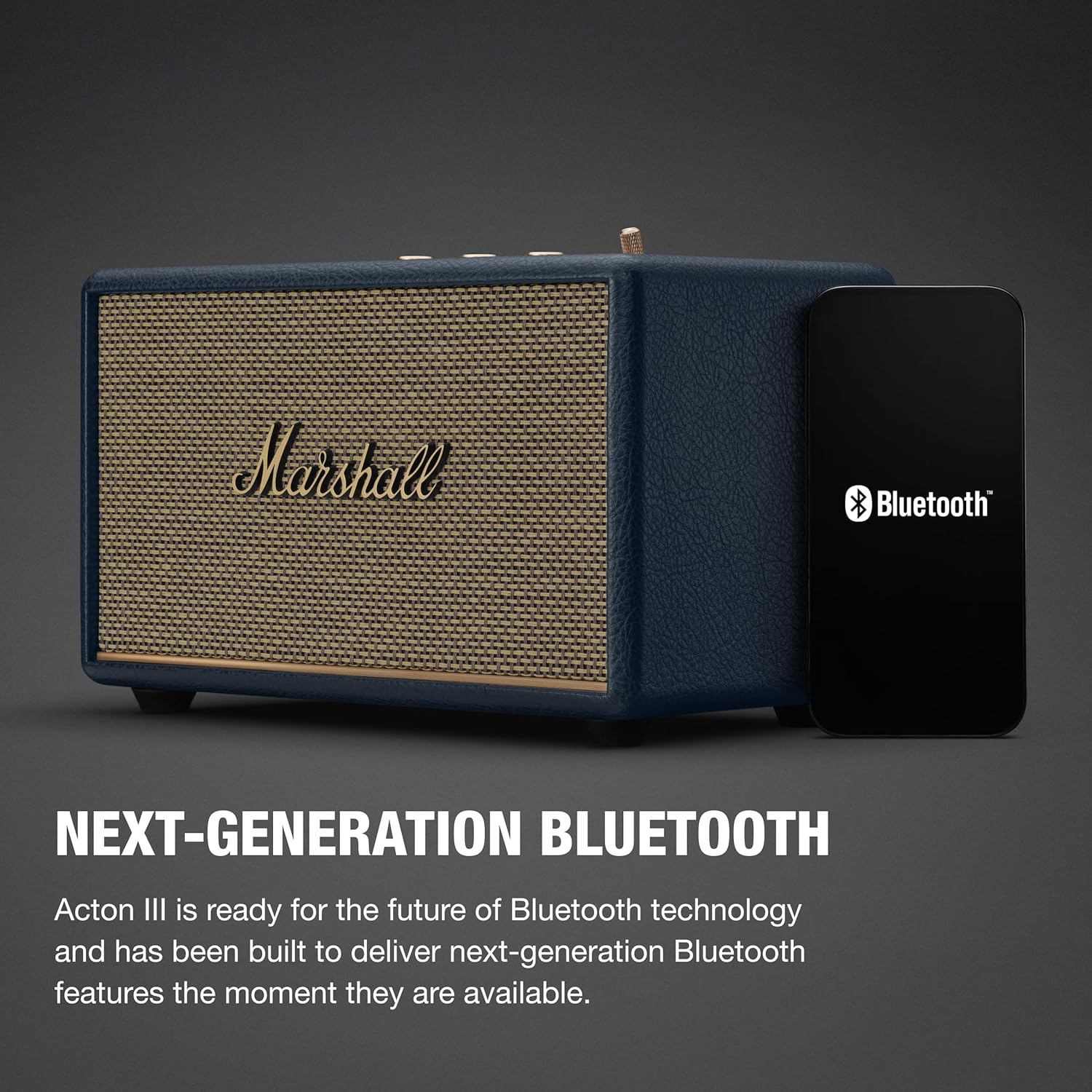 Marshall Acton III 60 W Bluetooth Powered Home Speaker, Midnight Blue