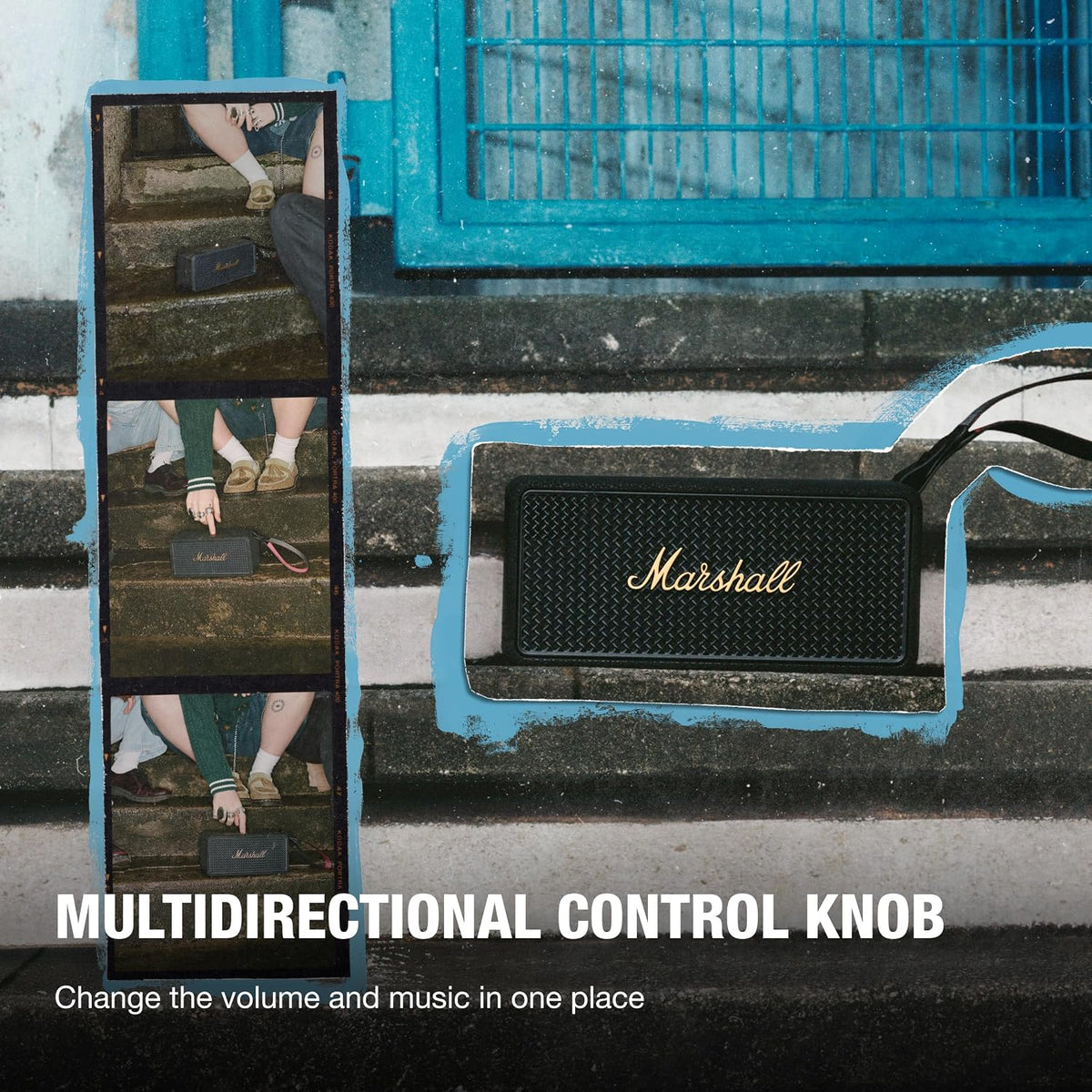 Marshall Middleton II Bluetooth Portable Bluetooth Speaker | Black and Brass