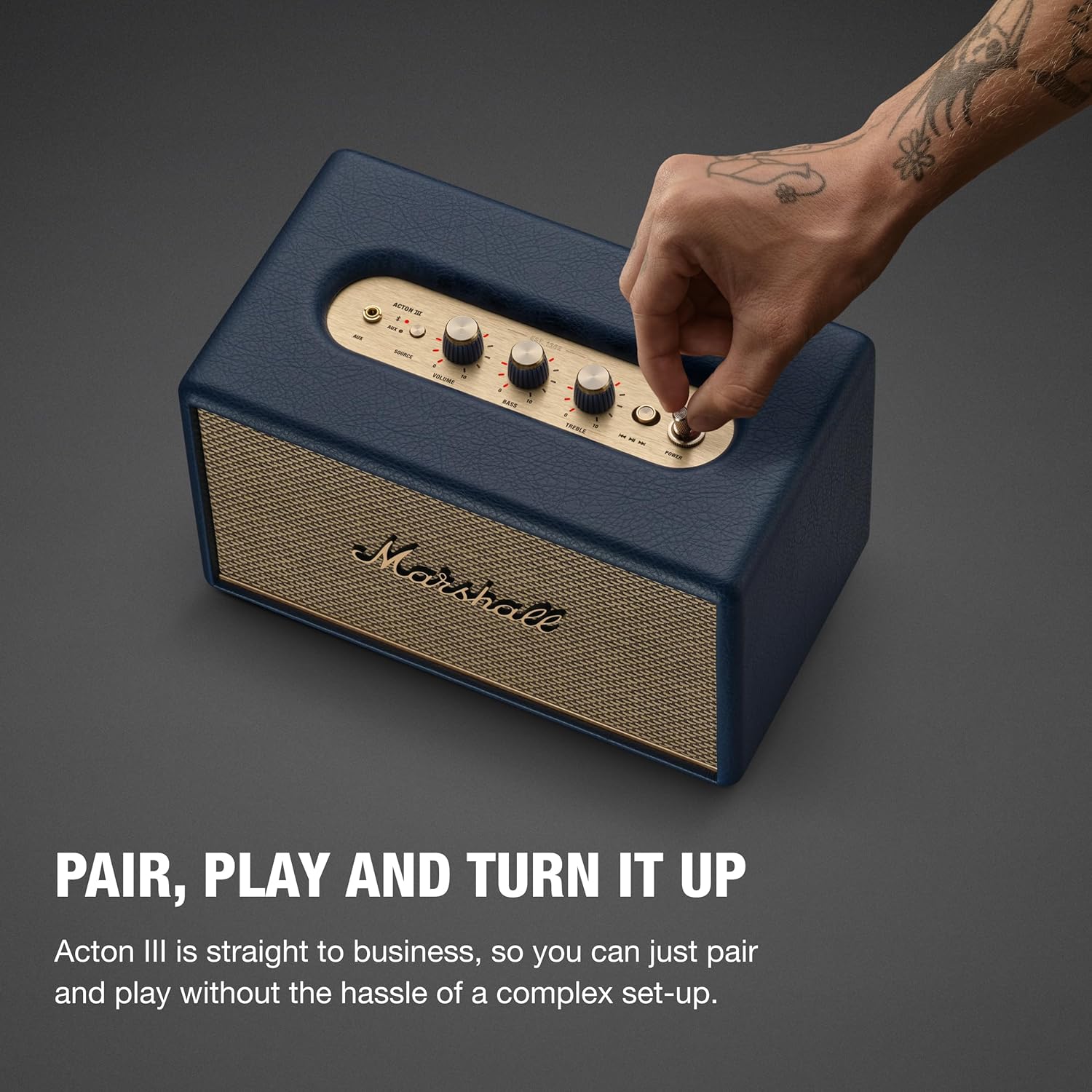 Marshall Acton III 60 W Bluetooth Powered Home Speaker, Midnight Blue