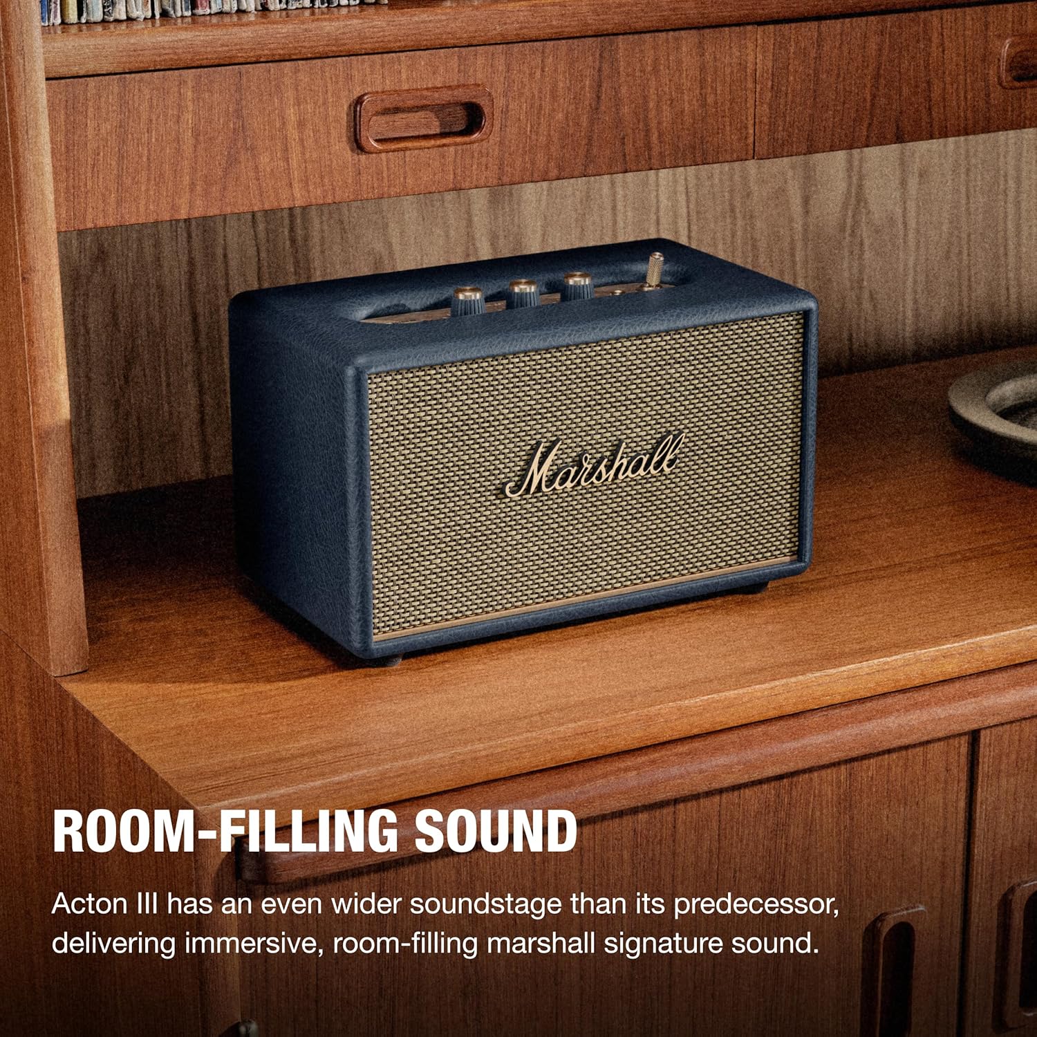 Marshall Acton III 60 W Bluetooth Powered Home Speaker, Midnight Blue