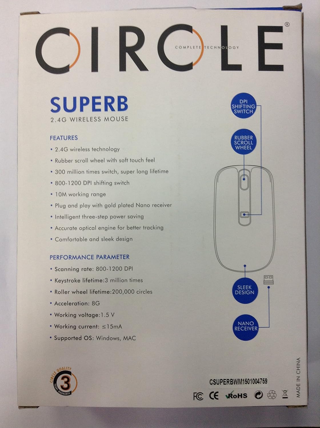 CIRCLE Superb 2.4 Wireless Mouse (Black)