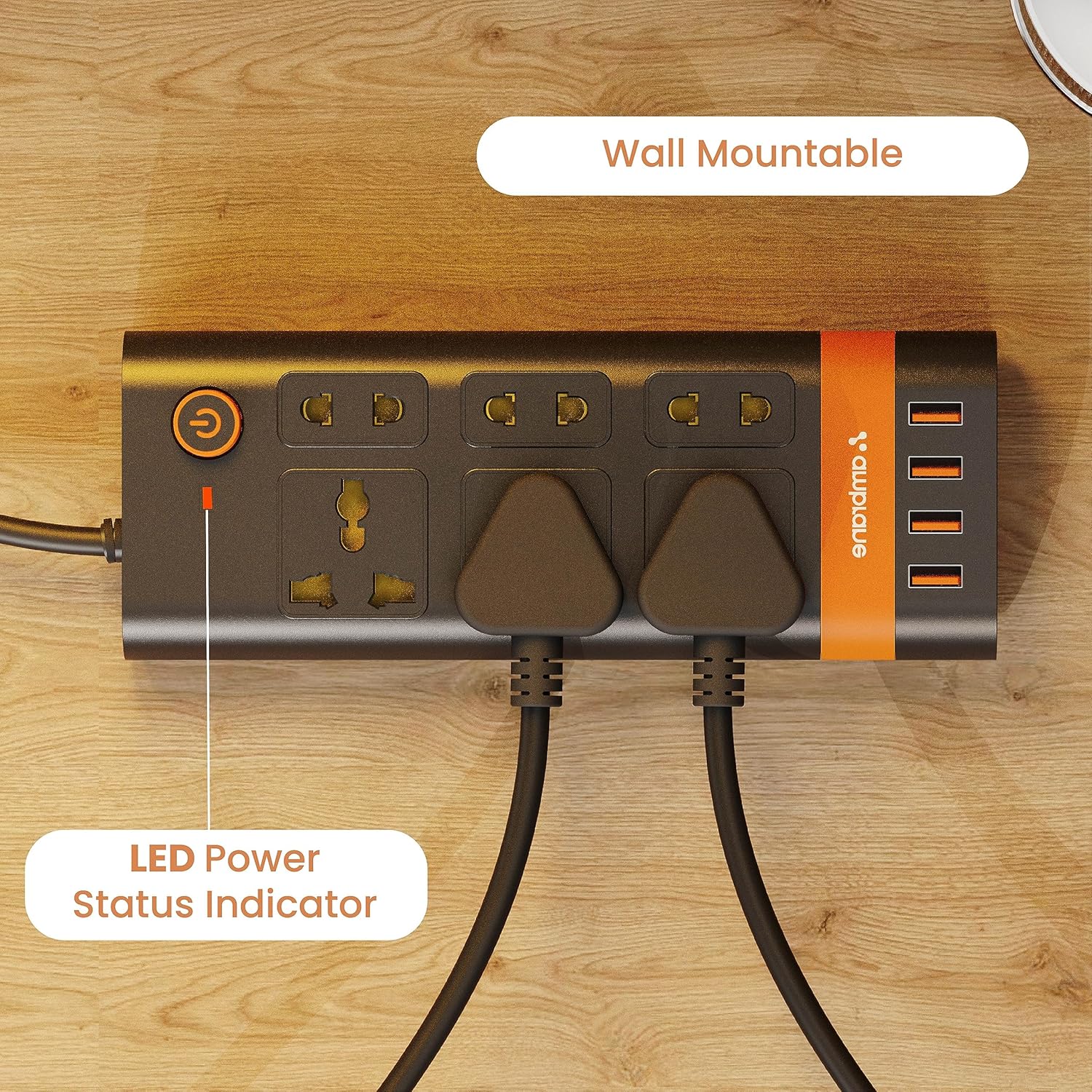 Ambrane Extension Board, 10 Ports with 4 USB Ports + 6 Power Sockets