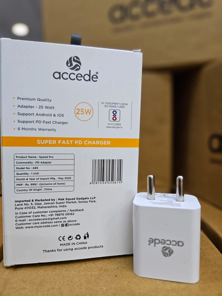 Accede Speed Pro 25W USB-C Fast Charger