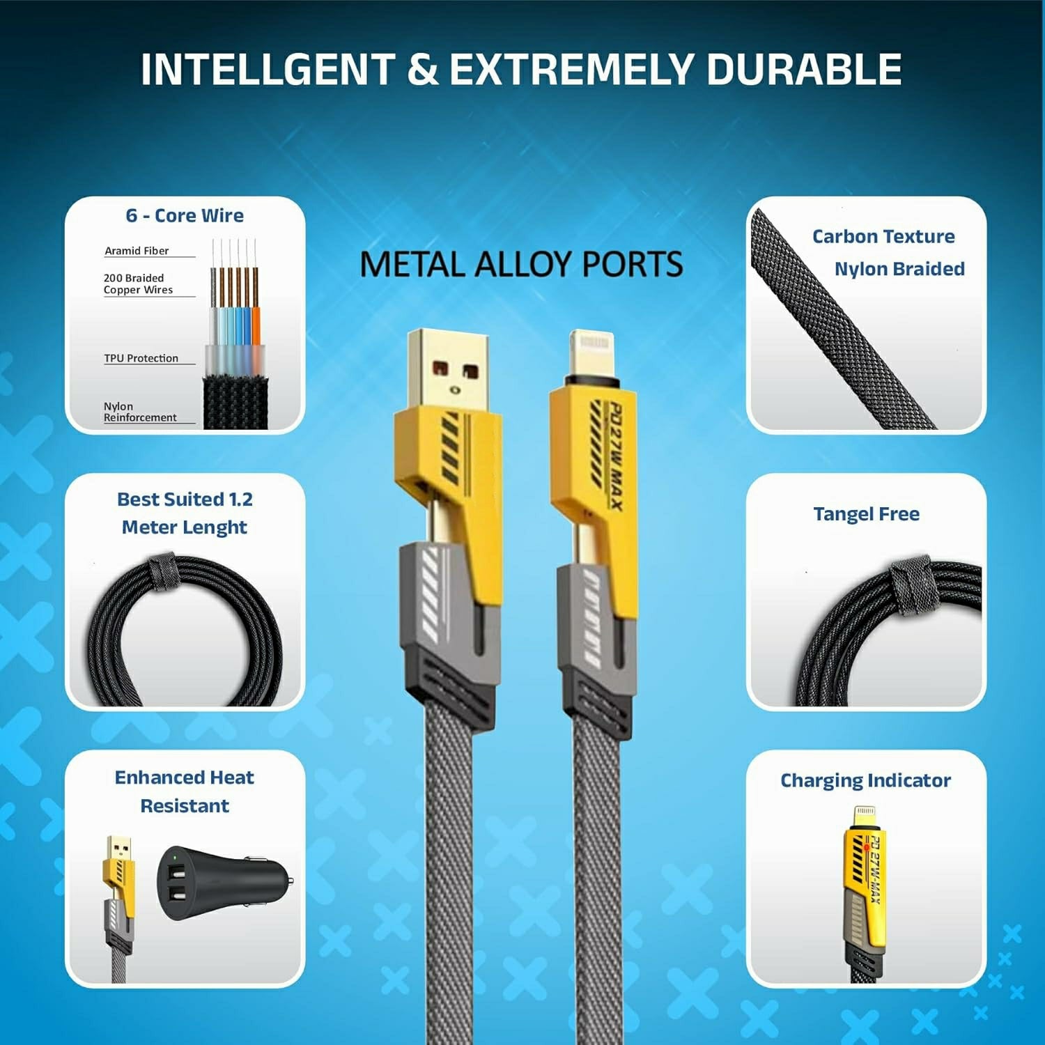Accede Multi Magic 4-in-1 Charging Cable – USB, Type-C, Lightning & Micro USB Cable