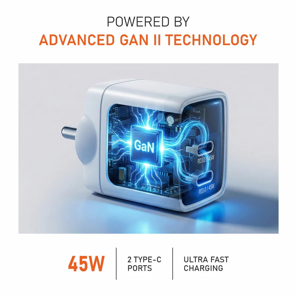 Muvtech Air Cube PD 45W GaN Wall Charger White
