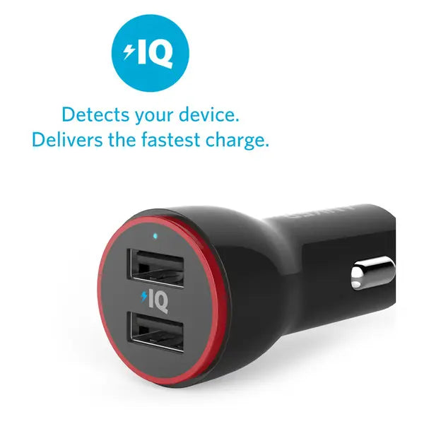 Anker PowerDrive 2 Car Charger B2310H11 with Micro USB Cable – Dual USB Fast Charging