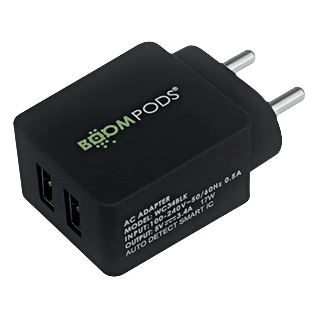 Boompods 2 USB Charger – Dual Port Fast Charging Wall Adapter