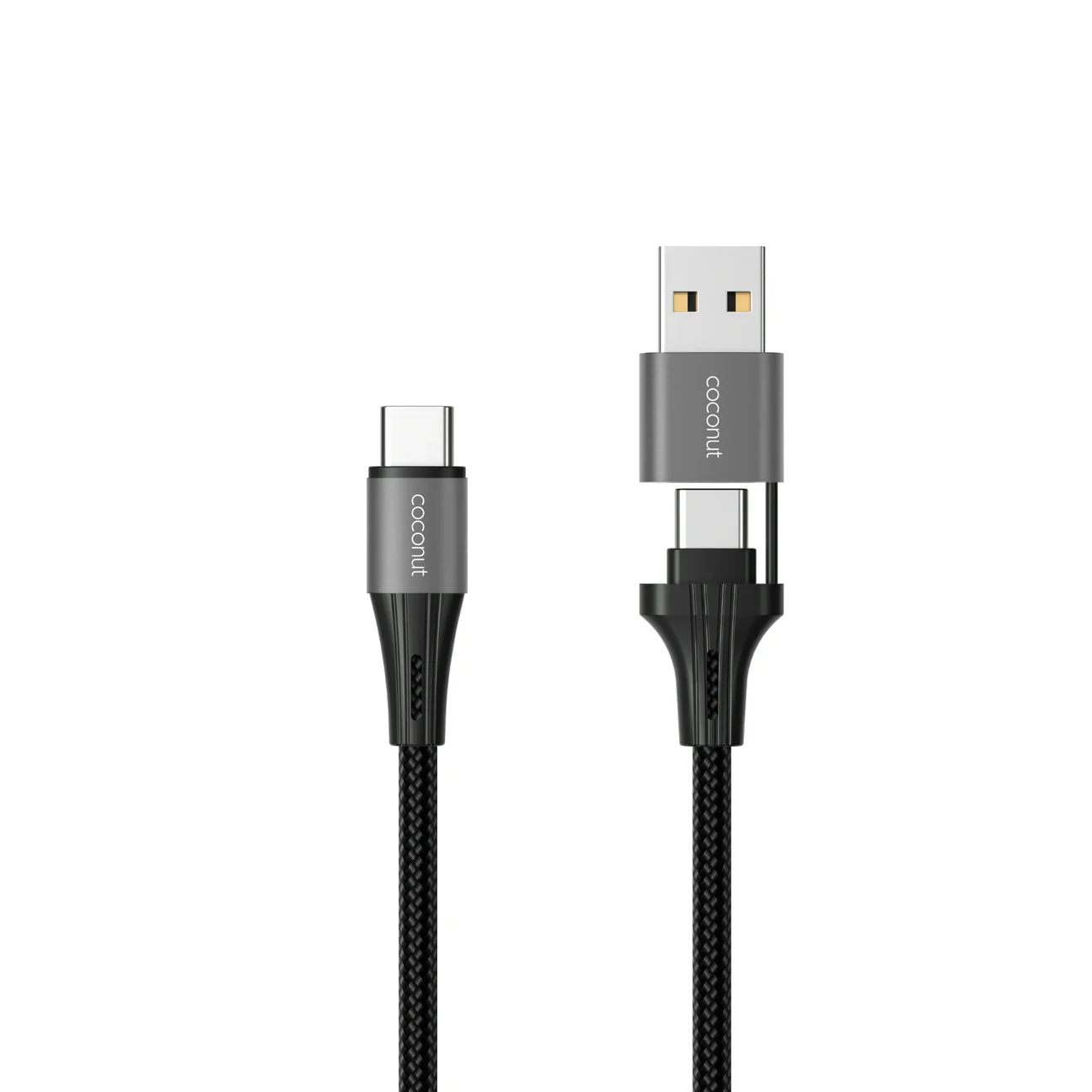 Coconut 2-in-1 Type-C & USB C20 Cable – 100W Fast Charging & Data Sync Cable