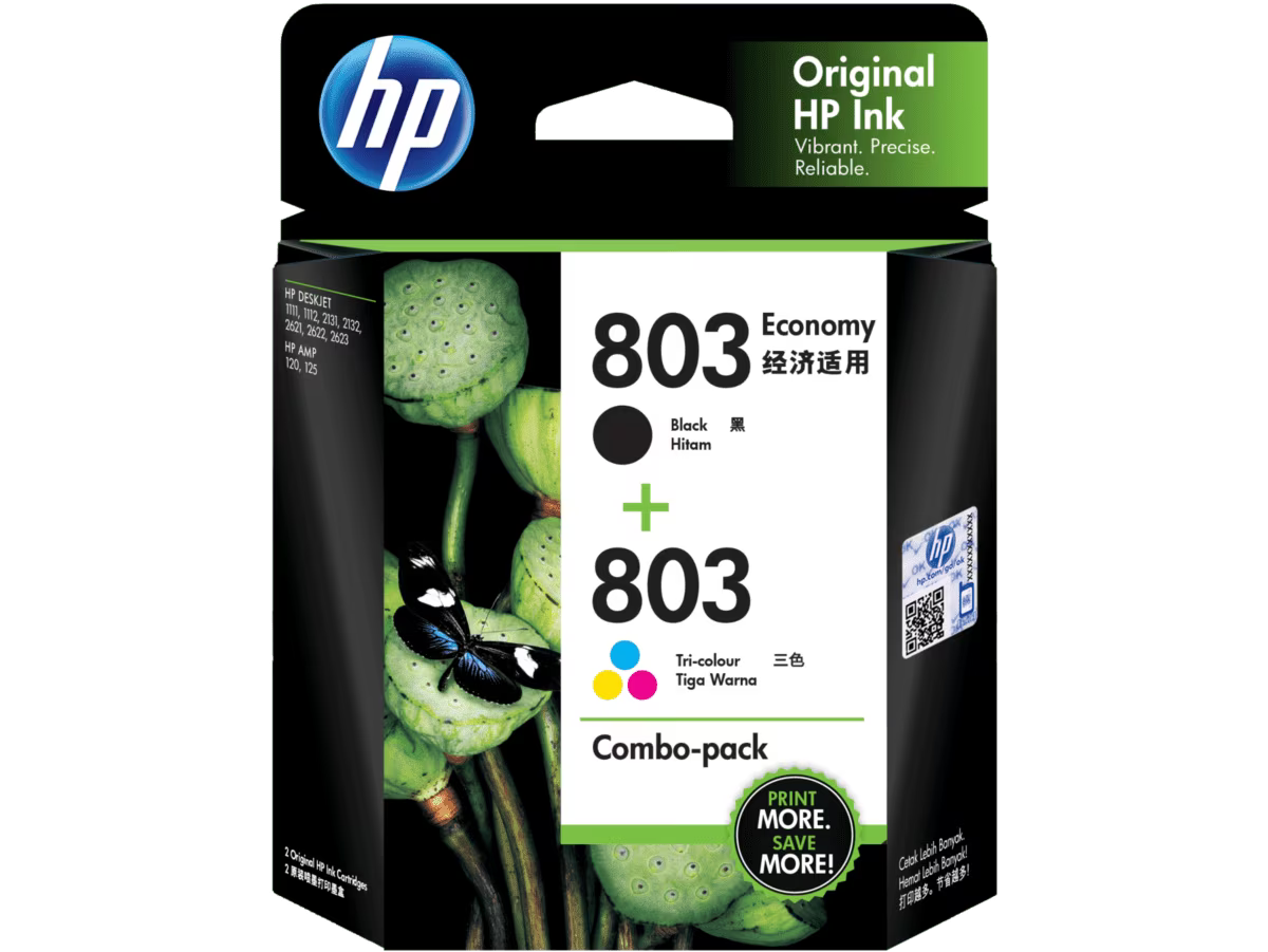 HP 803 Black + Tri-Color Original Ink Cartridge Combo Pack