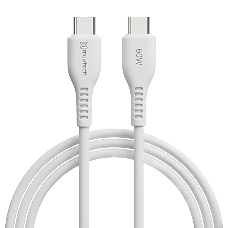 Muvtech CORD-X USB-C to USB-C Cable – 60W Fast Charging Cable (White)