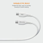 Muvtech CORD-X USB-C to USB-C Cable – 60W Fast Charging Cable (White)