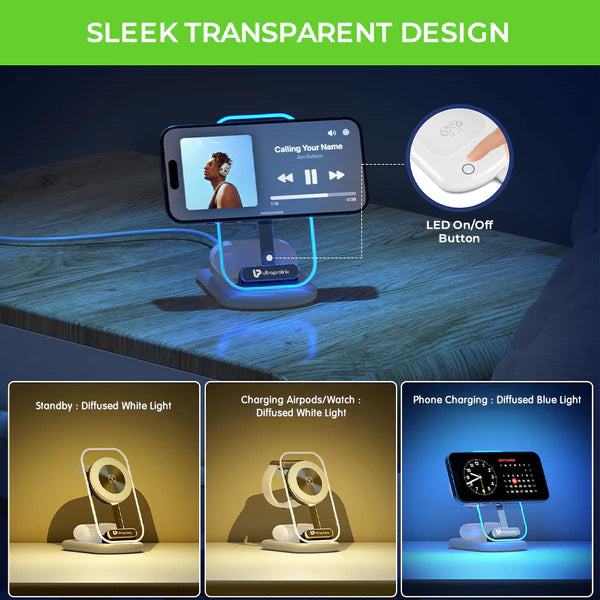 UltraProlink Vylis Crystal – 20W MagSafe 3-in-1 Wireless Charger