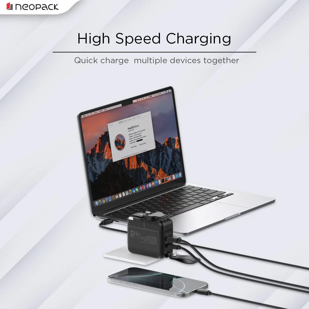 Neopack Power Cube 65W Charger – GaN Dual Port Fast Charging Adapter