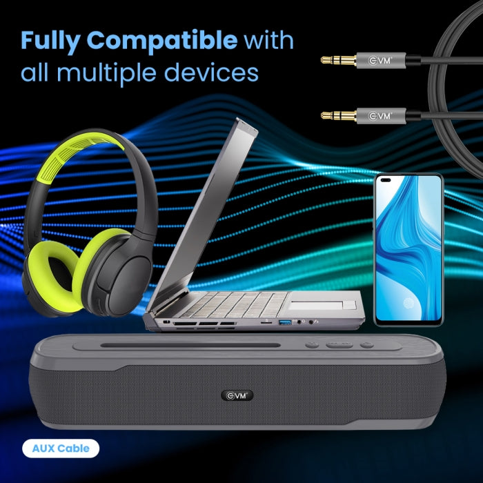 EVM AUX Cable – 3.5mm Male to Male Audio Cable for Car, Speaker & Mobile