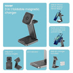 Stuffcool Rover 3-in-1 Magnetic Wireless Charging Station (Black)